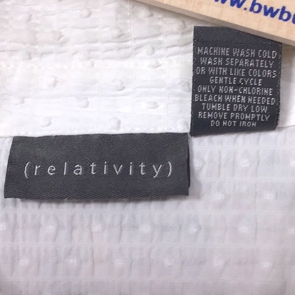 VTG Relativity White Semi Sheer Textured Cotton Long Sleeve Blouse - Picture 4 of 7